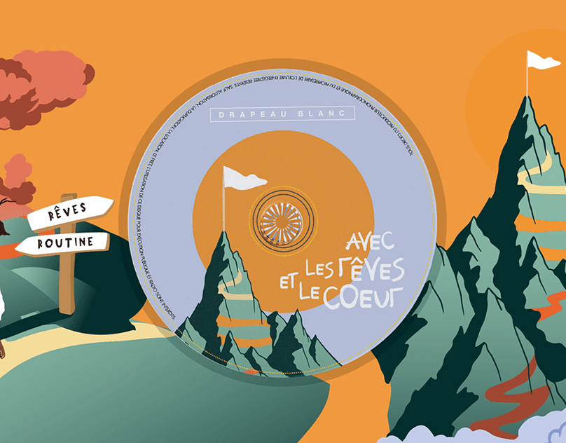 Drapeau Blanc Avec Les Reves Et Le Coeur 197